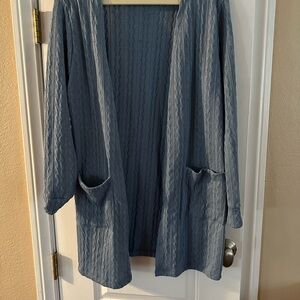Chicsoul light blue cardigan 1XL with long sleeves and pockets